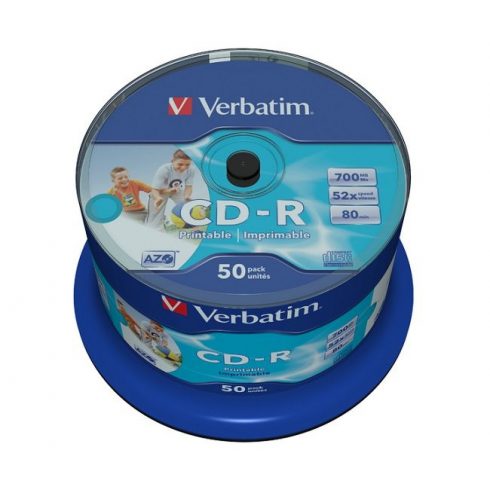 VERBATIM CD-R80 700MB/ 52x/ Inkjet printable Non ID/ 50pack/ spindle