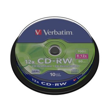 VERBATIM CD-RW80 700MB/ 8-12x/ 80 min/ 10pak/ vreteno