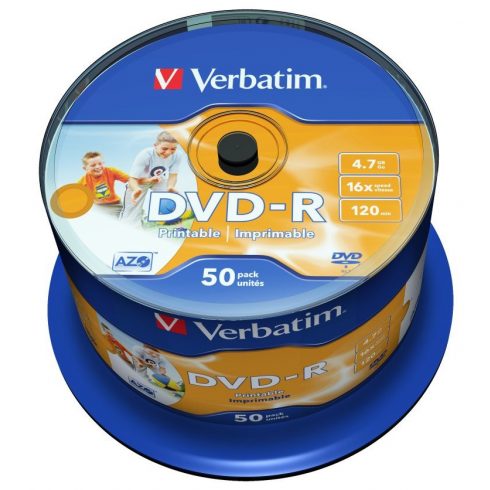 VERBATIM DVD-R 4,7GB/ 16x/ Injekt printable Non ID/ 50pack/ spindle