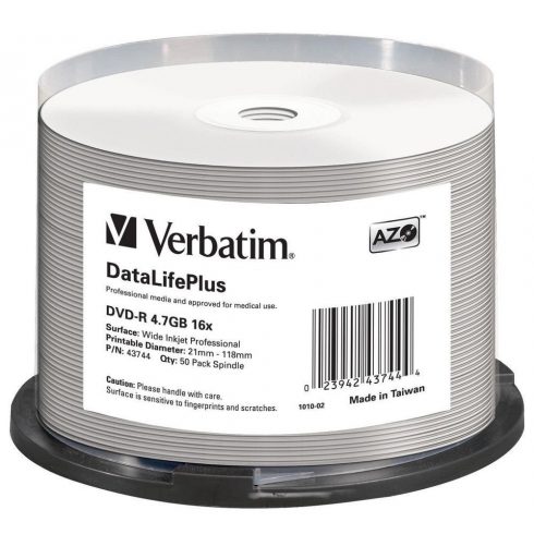 VERBATIM DVD-R 4,7GB/ 16x/ Profesionalni printable Non ID/ 50paket/ osovina