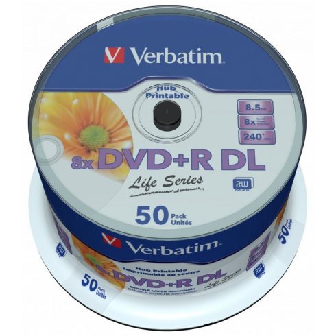 VERBATIM DVD+R DL AZO 8,5 GB/ 8x/ za ispis/ inverzni snop/ 50 paket/ vreteno