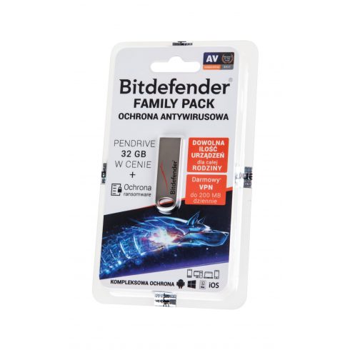 Bitdefender obiteljski paket za 1 godinu + 32 GB flash disk