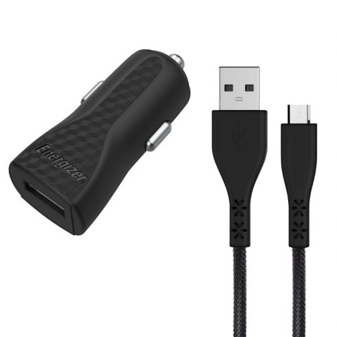 Energizer HardCase - USB-A 1A auto punjač + mikro USB kabel (crni)