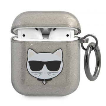   Karl Lagerfeld Choupette Head Glitter - torbica za Airpods (crna)