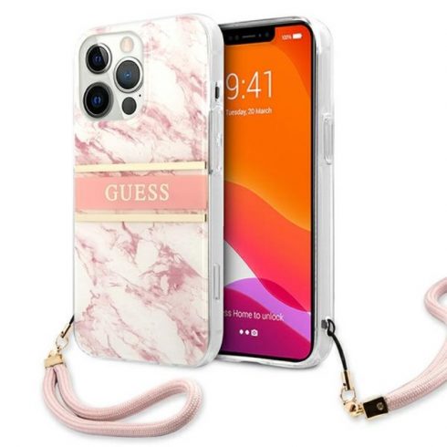 Guess Marble Strap - Case za iPhone 13 Pro Max (roza)