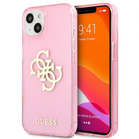 Guess Glitter 4G Big Logo - Maska za iPhone 13 mini (roza)