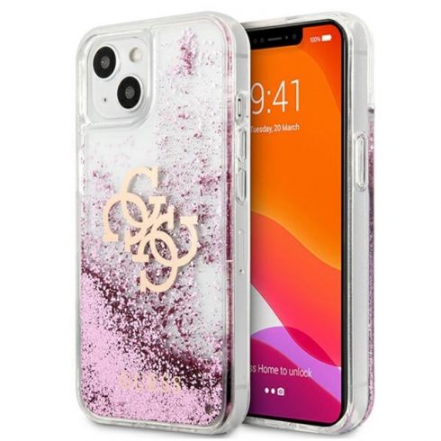 Guess Liquid Glitter 4G Big Logo - Maska za iPhone 13 mini (roza)