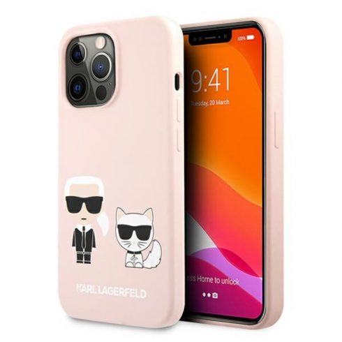 Karl Lagerfeld Silikonska Karl & Choupette - Maska za iPhone 13 Pro (roza)