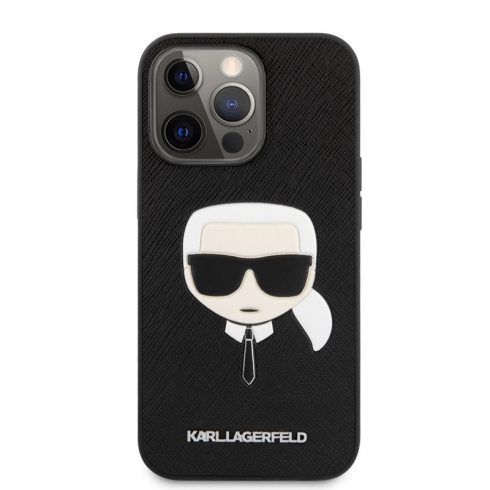 Karl Lagerfeld Saffiano Ikonik Karlova glava - maska ​​za iPhone 13 Pro (crna)