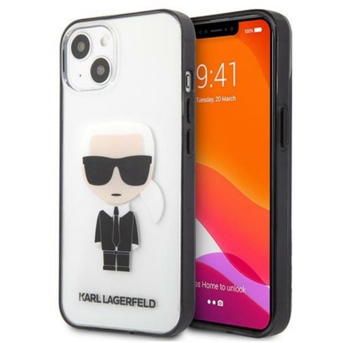 Karl Lagerfeld Ikonik Karl - Maska za iPhone 13 mini (Prozirna/Crni okvir)