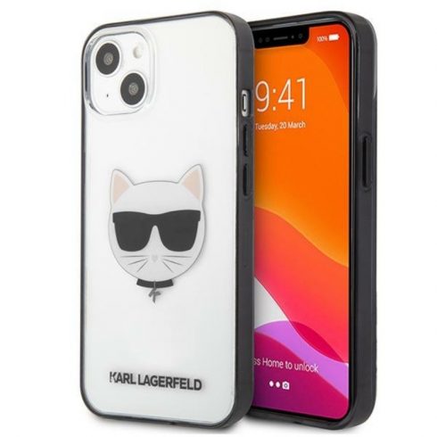 Karl Lagerfeld Choupette Head - maska ​​za iPhone 13 mini (prozirna/crni okvir)