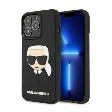   Karl Lagerfeld 3D gumena Karlova glava - maska ​​za iPhone 13 Pro (crna)