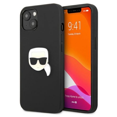 Karl Lagerfeld PU kožna Karlova glava Metal - maska ​​za iPhone 13 mini (crna)