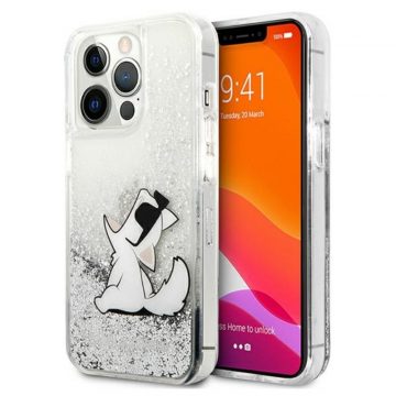   Karl Lagerfeld Liquid Glitter Choupette Fun - maska ​​za iPhone 13 Pro Max (srebrna)