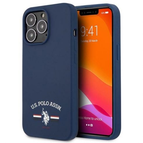 US Polo Assn silikonski logotip - maska ​​za iPhone 13 Pro Max (tamnarsko plava)