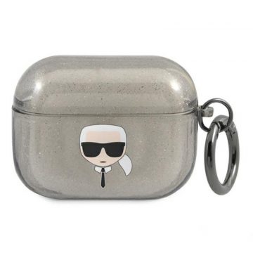   Karl Lagerfeld Karl Head Glitter - torbica za Airpods Pro (crna)