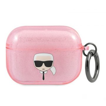   Karl Lagerfeld Karl Head Glitter - torbica za Airpods Pro (roza)