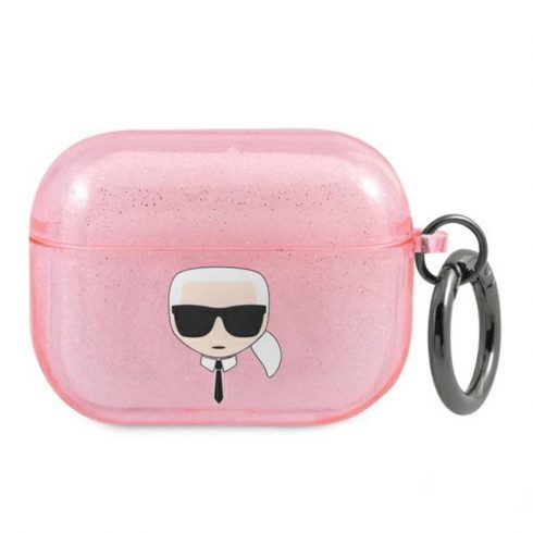 Karl Lagerfeld Karl Head Glitter - torbica za Airpods Pro (roza)