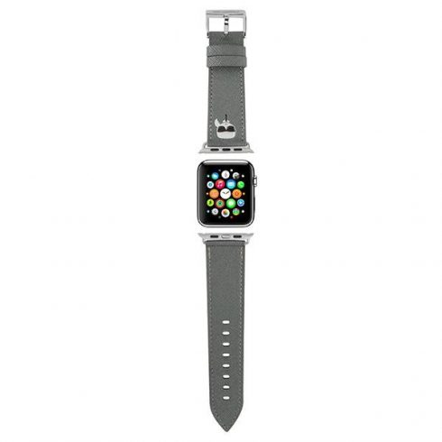 Karl Lagerfeld Saffiano Karl Head - remen za sat za Apple Watch 42/44/45 mm (srebrni)