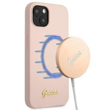   Guess Silicone Script - Maska za iPhone 12 / iPhone 12 Pro (roza)