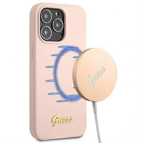 Guess Silicone Script - Maska za iPhone 12 / iPhone 12 Pro (roza)