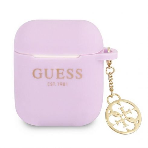 Silikonska maska ​​Guess 4G Charms - futrola AirPods (ljubičasta)