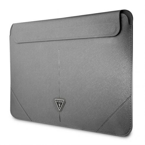 Guess Saffiano Triangle Logo Sleeve - torbica za prijenosno računalo 13" / 14" (srebrna)