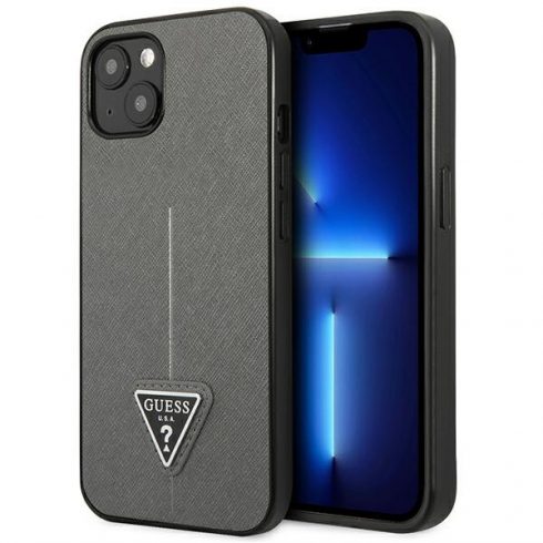 Guess Saffiano Triangle Logo Case - maska ​​za iPhone 13 mini (srebrna)