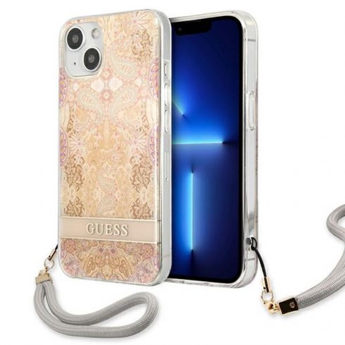 Guess Flower Cord - Maska za iPhone 13 mini (zlatna)