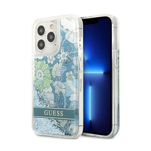 Guess Liquid Glitter Flower – maska ​​za iPhone 13 Pro (plava/zelena)