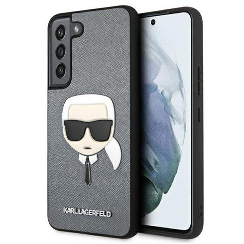 Karl Lagerfeld Saffiano Ikonik Karlova glava - maska ​​za Samsung Galaxy S22+ (srebrna)