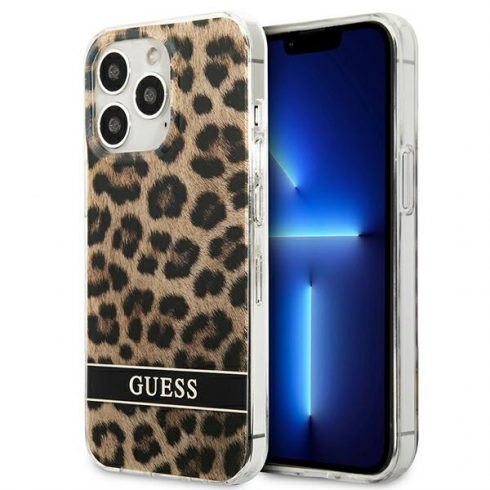 Guess Leopard Electro Stripe - Maska za i iPhone 13 Pro (smeđa)