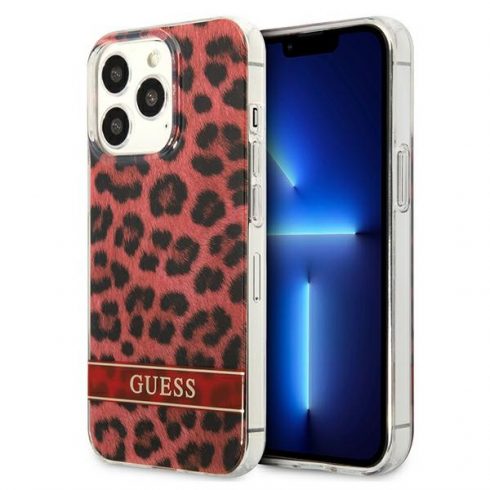 Guess Leopard Electro Stripe - maska ​​za iPhone 13 Pro (crvena)