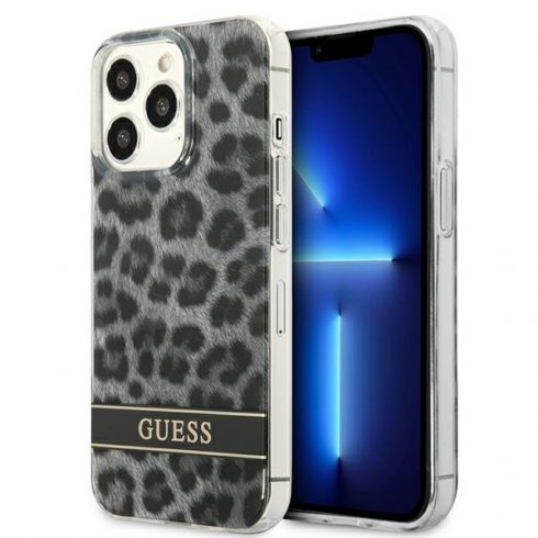 Guess Leopard Electro Stripe - maska ​​za iPhone 13 Pro (siva)