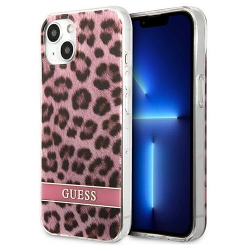 Guess Leopard Electro Stripe - Maska za iPhone 13 mini (Pink)