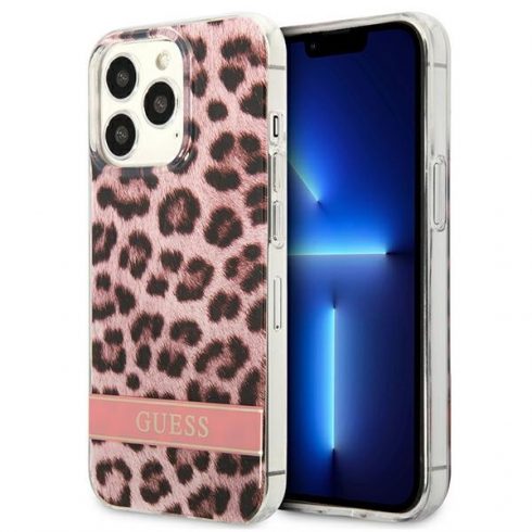 Guess Leopard Electro Stripe - maska ​​za iPhone 13 Pro (roza)