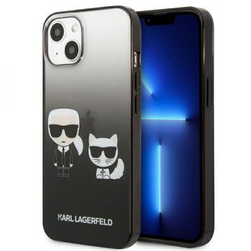   Karl Lagerfeld Gradient Ikonik Karl & Choupette - Maska za iPhone 13 mini (crna)