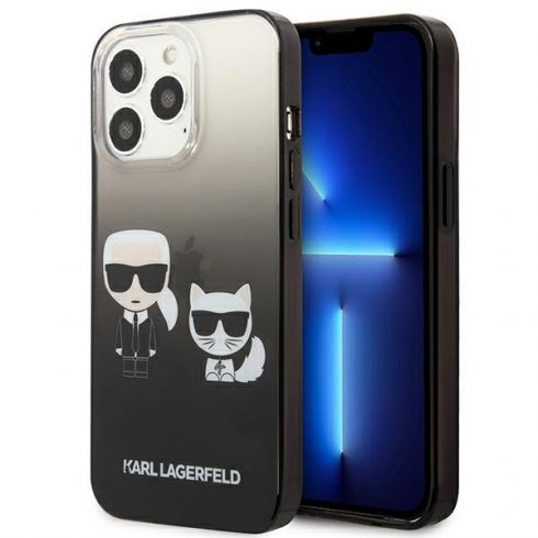 Karl Lagerfeld Gradient Ikonik Karl & Choupette - Maska za iPhone 13 Pro (crna)