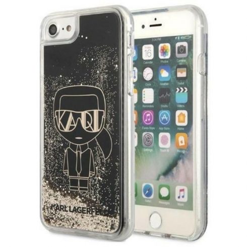 Karl Lagerfeld Liquid Glitter Gatsby - maska ​​za iPhone SE 2022 / SE 2020 / 8 / 7 (crna)