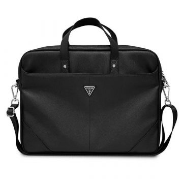   Računalna torba Guess Saffiano Triangle Logo – Računalna torba 15”/ 16” (crna)