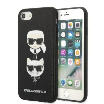   Karl Lagerfeld Saffiano Karl & Choupette Heads - Maska za iPhone SE 2022 / SE 2020 / 8 / 7 (crna)