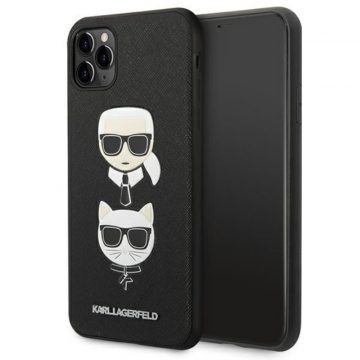   Karl Lagerfeld Saffiano Karl & Choupette Heads - Maska za iPhone 11 Pro Max (crna)