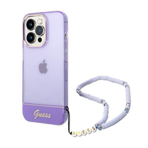 Guess Translucent Pearl Strap - Case za iPhone 14 Pro (ljubičasta)