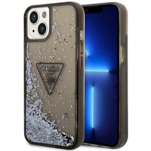 Guess Liquid Glitter Triangle Logo Case - maska ​​za iPhone 14 (crna)