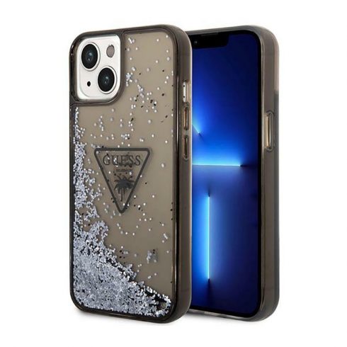 Guess Liquid Glitter Triangle Logo Case - maska ​​za iPhone 14 Plus (crna)