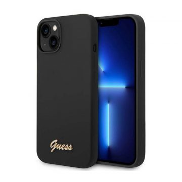   Guess Silicone Vintage - maska ​​za iPhone 14 Plus (crna)