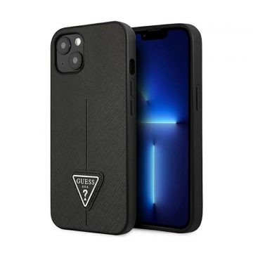   Guess Saffiano Triangle Logo Case - maska ​​za iPhone 14 Plus (crna)