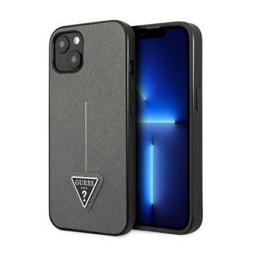   Guess Saffiano Triangle Logo Case - maska ​​za iPhone 14 (srebrna)