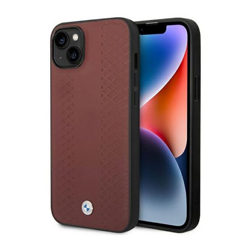 BMW kožna dijamantna maska ​​- maska ​​za iPhone 14 (bordo)