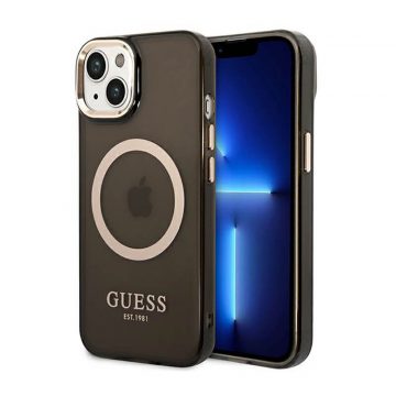   Guess Gold Outline Translucent MagSafe - maska ​​za iPhone 14 (crna)